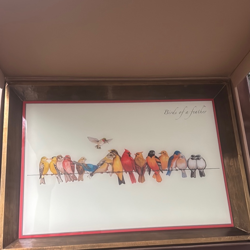 Lovely birds antiqued serving tray; 3 available